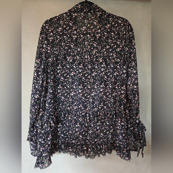 Buffalo David Bitton | Floral Black Blouse, Size M - Picture 4 of 8